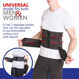 Lumbar Belt with Rigid Fixation, 6 Ribs, Height 31 cm. For people with a large circumference at the waist, Medium, Black