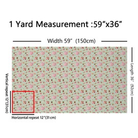 Feelyou Retro Upholstery Fabric by The Yard - Floral Reupholstery for Chairs, Royal British Tea Time Decorative Waterproof Outdoor Fabric, Bake DIY, Seafoam, 1 Yard