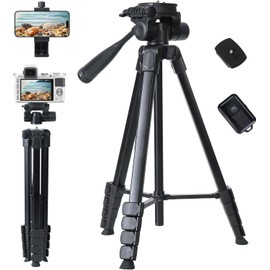 Camera Tripod for Canon Nikon Sony, LINKCOOL 67 Inch Lightweight DSLR Tripod Camera Stand with Detachable 3 Way Pan Head, Remote & Universal Phone Mount