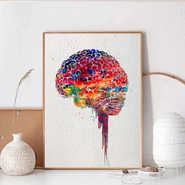 QAZWSX Diamond Painting Kit, Watercolor Brain 5D Diamond Art Painting DIY Adult Childrens 12x16 Inch