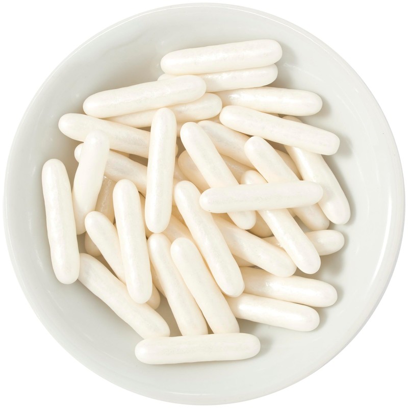 DecoPac Shimmer Rods, White Pearl Sugar Candy Decorations For Cakes,