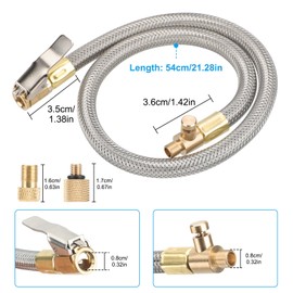 Linkstyle 21" Tire Inflator Extension Hose Adaptor, Locking Air Chuck Quick Connect for Portable Air Compressor