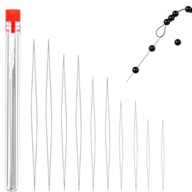 WGFD 10 Pcs Beading Needles - 5 Sizes Stainless Steel Big Eye Collapsible Sewing Needles for Craft, Embroidery, and Jewellery Making (5.8cm, 7.5cm, 10.2cm, 11.5cm, 12.7cm)