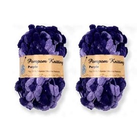 MALLIKNITTING Pompom Chenille Yarn, 100% Polyester, 70 G, Machine Washable (Purple)