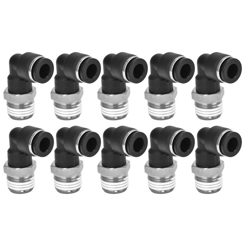 10Pcs Pneumatic Connectors L Shape Right Angle External Thread Quick
