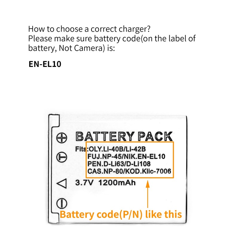Norifon EN-EL10 LCD USB Charger for Nikon Coolpix S200, S203,