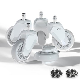 Replacement Office Chair Wheels for Carpet, Wood & Tile, Set of 5 - Premium Quality Office Chair Casters for Work & Gaming Chair - Smooth & Noise-Free Rubber Wheel for Office Chair