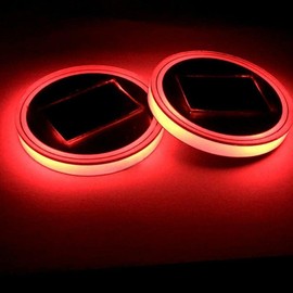 Riloer Pack of 2 LED Car Drink Holder Mat Interior Lighting Sunlight Drink Holder Mat Red