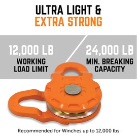 GearAmerica Smart Snatch Block – 24,000 lbs Minimum Breaking Strength, 12,000 lbs Working Load Limit – Winch Pulley for Cable up to 7/16’ & Winches up to 12,000 lbs – 2-Pack