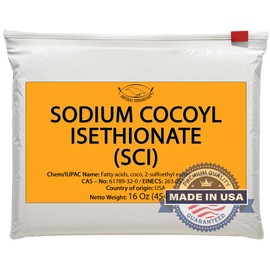 SODIUM COCOYL ISETHIONATE - Powder - 16 Oz - Foaming Surfactant - for Commercial, Industrial, Laboratory & Household Uses - Foamy & Bubbly Products - Nitrile Gloves & Wear Mask included