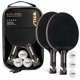 STIGA Premium 2‑Player Table Tennis Set – Includes 2 ITTF Approved Paddles, 3 White 3‑Star Ping Pong Balls & Carry Case