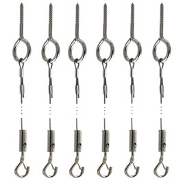 DGOL Picture Hanging Wire System, Could DIY 6 Pairs Screw in Hanger Hooks Kit for Picture or Art Frame, LED Light, Include Screw in Hooks, 304 Stainless Steel Wire Rope, Sleeves and Lock Turnbuckles