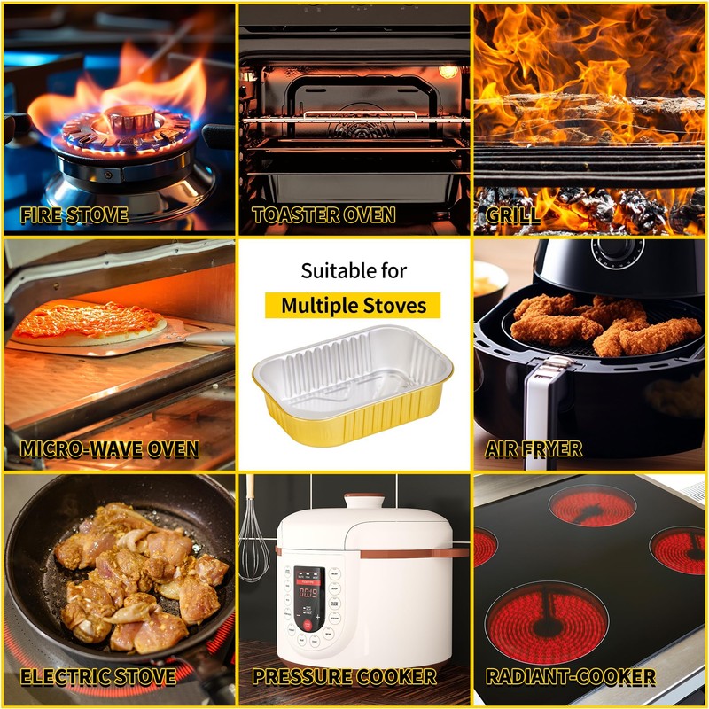 40 Pack 1.5 LB 7.2"×5"×1.8" Aluminum Pans with Lids Heavy