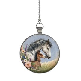 Gotham Decor Horse and Baby Meadow Single Ceiling Fan and Light Pull Chain Pendant/Fan Pull/Horse Fan Pull