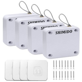 SHIMIDO Upgraded Retractable Automatic Door Closer - Tool-Free Installation, Powerful 3.5lb Pull Shuts Doors Completely - Compact Universal Fit for Screen, Sliding & Almost All Doors (4 Pack White)