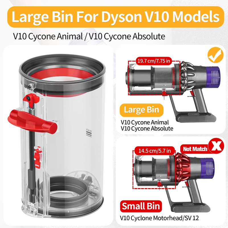 V10 Replacement Dust Bin for Dyson V10 SV13 SV27 Canister