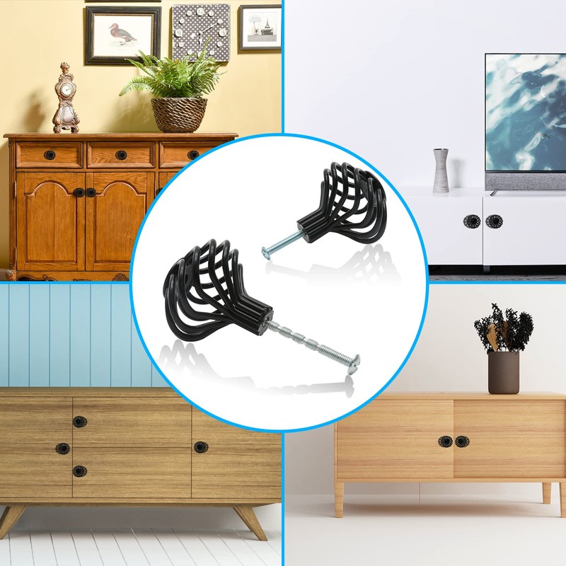 Jiozermi 12 Packs Round Birdcage Cabinet Knobs, 1.8" Diameter Birdcage