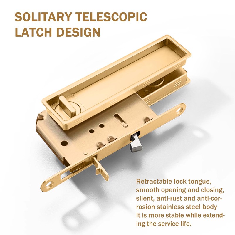 Pocket Door Lock Hardware with Pull, Recessed Handle Latch,Invisible Sliding