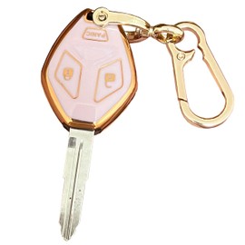QIXIUBIA For Mitsubishi Key Fob Cover Smart Key Shell with Keychain Fit for Mitsubishi Eclipse Endeavor Galant Lancer Outlander (3-Button-Pink)