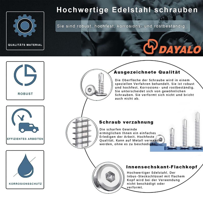 Dayalo Drilling Screws (40, Diameter 6.3 x 25 mm)