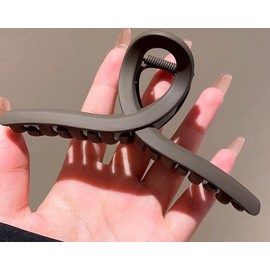 Hair Clip, Large Hair Clip, Hair Clip, Tightly Curled, Cute, Black, Stylish, Elegant, Lightweight, 5.1 inches (13 cm), Long Hair, Semi-Long, Korean Style (Coffee)