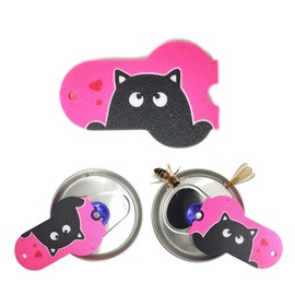 CTabPals Soda Can Tab Opener Mini Soda Can Cover Easy Tab Opener and Drink Protector Cute Beverage Barricade Soda Protector for Beer,Coke,Aluminum Cans at Party,BBQ, Beach(Cat Face Rose Red)