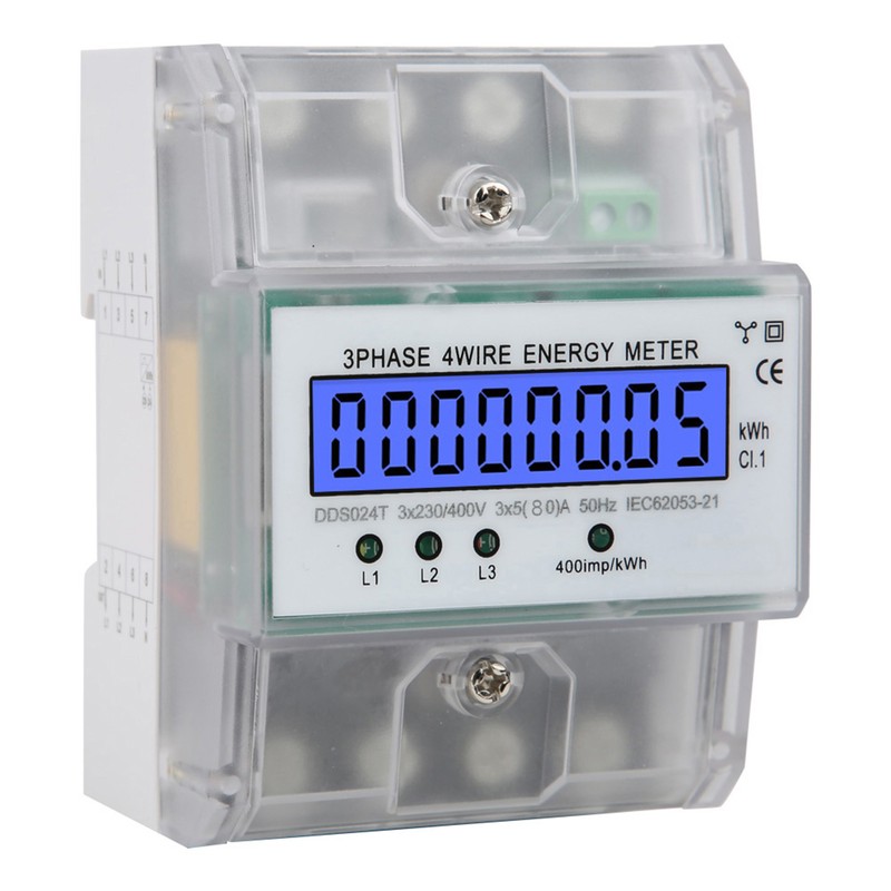 DDS024T 3 Phase 4P Electronic Energy Meter 380V LCD Digital
