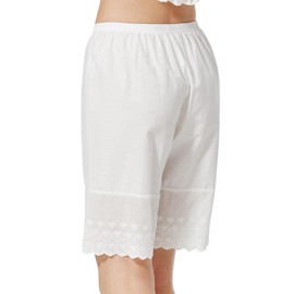 BEAUTELICATE Women's Flat Pants, Cotton, Inner Pants, Anti-Static, Sweat Absorbent, Quick Drying, Showing Pans, Room Wear, Bottoms, Lace Hem, white