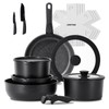 JEETEE Pots and Pans Set Non Stick 17pcs, Kitchen Cookware
