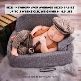 Accesorios de fotografía para bebé recién nacido niño sesión de fotos traje de caballero para bebé traje de celosía (A-Coffee)