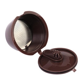 Laroal 3Pcs Coffee Reusable Refillable Pods, Do lce Gu sto Machines Coffee Pod,Reusable Coffee Capsule for Do lce Gu sto with 1 Plastic Spoon and 1 Cleaning Brush,Brown