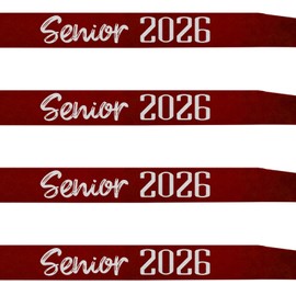 4Pcs Maroon Senior Sash 2026 Satin with Silver Glitter Letters Cheerleader Graduation Celebrations Sashes Senior Class Competition Sashes,Maroon Silver