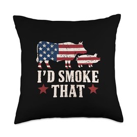 I'd Smoke That BBQ Grill Smokers Cook Cookout Throw Pillow