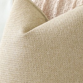 Sungeek Lumbar Cushion Covers 30x50cm Set of 2 Soft Plaid Decorative Cushion Cases with Stitched Edge Farmhouse Home Decor Decorative Pillow Cover for Sofa Couch Patio Bedroom Living Room, Light Khaki