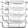 Glass Meal Prep Containers with Lids, Glass Food Storage Containers,