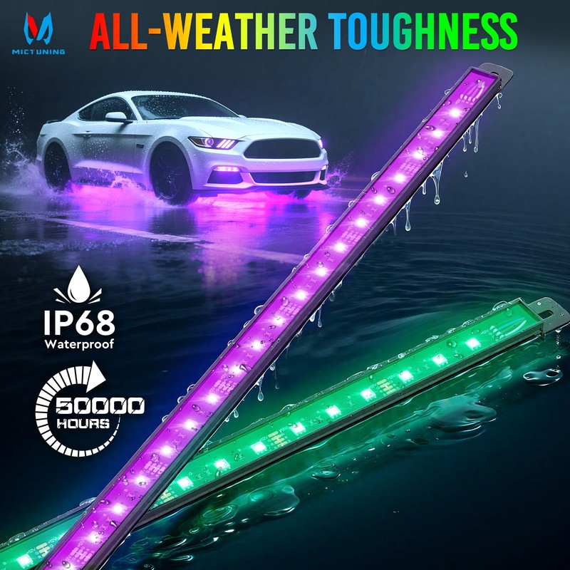 MICTUNING U8 RGB Underglow LED Light Bar, Dual Remote Control,