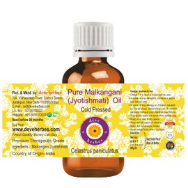 dève herbes Pure Malkangani (Malkangani/Jyotishmati Oil (Celastrus paniculatus) with Glass Dropper Cold Pressed 30ml (1 oz)