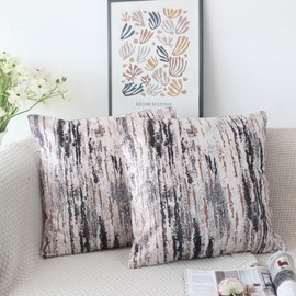 NIULAA Velvet Grey Cushion Covers 50cm x 50cm Double Sided Vintage Cushion Cover 20x20 inches Set of 2 Soft Pillow Cases Abstract Art Deco Pillow Cover 50 x 50 for Sofa Living Room Bedroom