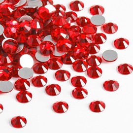 12 Grids Red Resin Flat-Back Nail Rhinestones 2mm-6mm Assorted Sizes - Shiny Nail Art Gems for DIY Manicure, Salon Professional Nail Decorations for Girls Woman Nail Salon Supplies(Ruby Red)