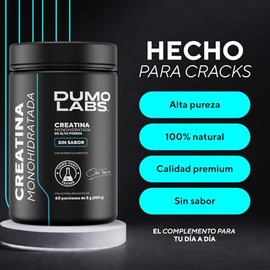 DUMO LABS | Creatina Monohidratada de Alta Pureza en polvo 300g | 60 porciones de 5gr