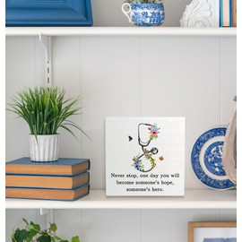 Absnfatu Doctor Nurse Office Decor - Doctor Nurse Graduation Decorations, Nurses Week Decorations, Nurse Doctor Gifts, Medical Nursing Student Gifts, Floral Stethoscope Wooden Signs Desk Decor 5x5