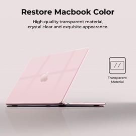 EooCoo Case Compatible with MacBook Air 15 Inch M4 A3241 M3 A3114 M2 A2941 with Touch ID, 2025 2024 2023 Release, Ultra Thin Smooth Hard Case Protective Snap Case, Crystal Pink