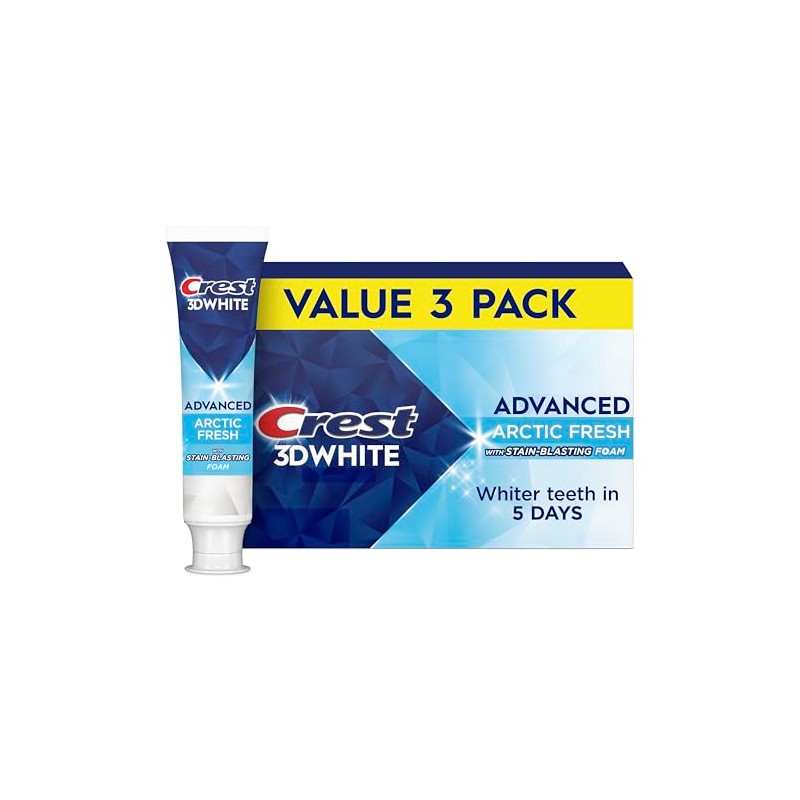 Crest 3D White Advanced Teeth Whitening Toothpaste, Arctic Fresh, 3.3