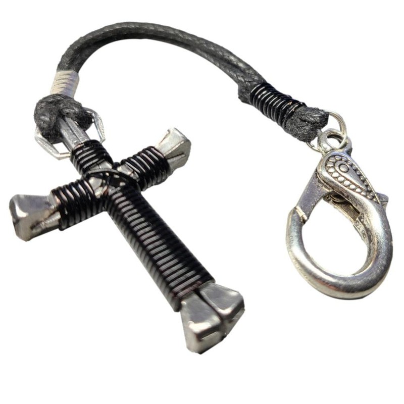 Black Horseshoe Nail Cross Necklace