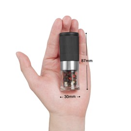 VKCHEF Pepper Mill, Mini Salt Mill, Pepper Mill, Rock Salt Mill, Light Seasoning Mill, Ceramic, Small, Portable, Spice Mill, Coarse & Fine Adjustment, Includes Storage Pouch, Portable, Convenient, Condiment Container, Small, Pepper Mill, Set of 2, Campin