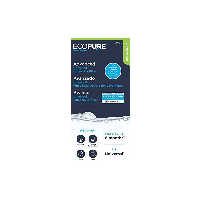 EcoPure EPU2L Replacement Water Filter, White/Blue