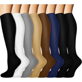 Graduated Copper Compression Socks for Men & Women Circulation 8 Pairs 15-20mmHg - Best for Running Athletic Cycling