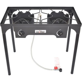 Flat Top Food Grade Stainless 32” Griddle + Double High-Pressure Propane Fueled Grill + Free Stand