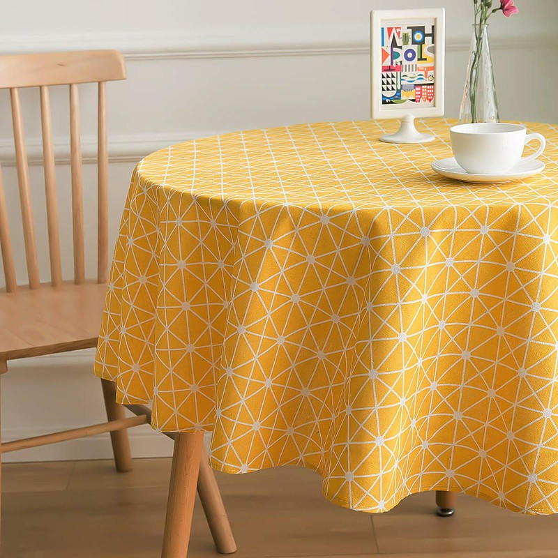 NATUCE Round Tablecloths, 150 cm Simple Tablecloth Dustproof Cotton Linen