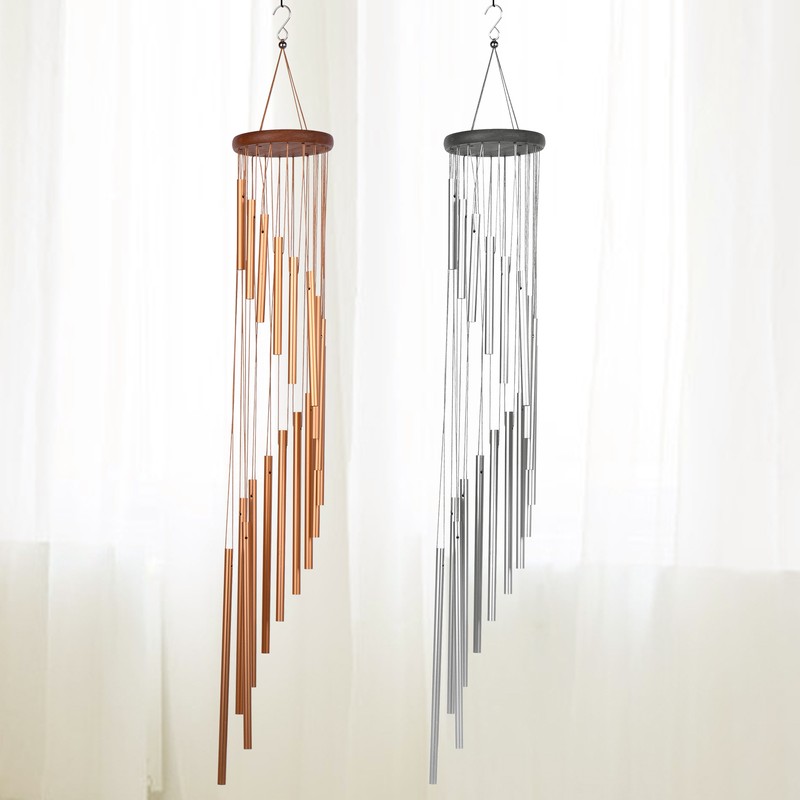 35inch 18-Bar Classic Rotating Wind Chime Solid Wood Aluminum Alloy
